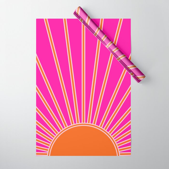 Sun Print Sunrise Hot Pink And Orange Sunshine Retro Sun Wall Art